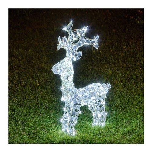 Renna luminosa con cristalli da esterno 3D 100 Led - Bianco Freddo