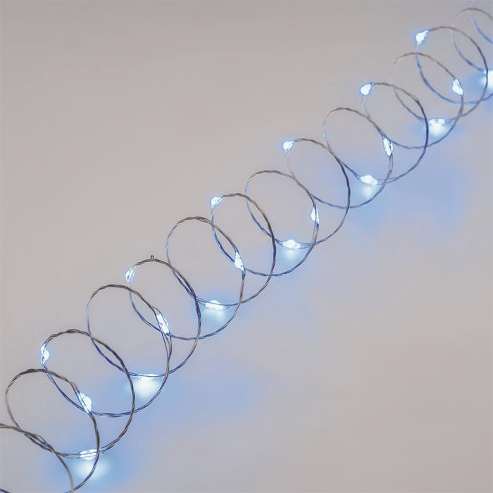 Catena luminosa 400 Led filo d'angelo argento - Blu