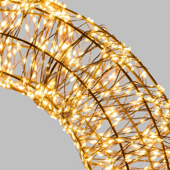 Corona luminosa in metallo marrone 3000 Led con flash 3D - Bianco Caldo