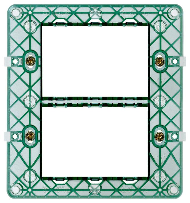 Supporto porta frutti per scatola rettangolare 6 moduli ( 3 + 3 ) - Plana