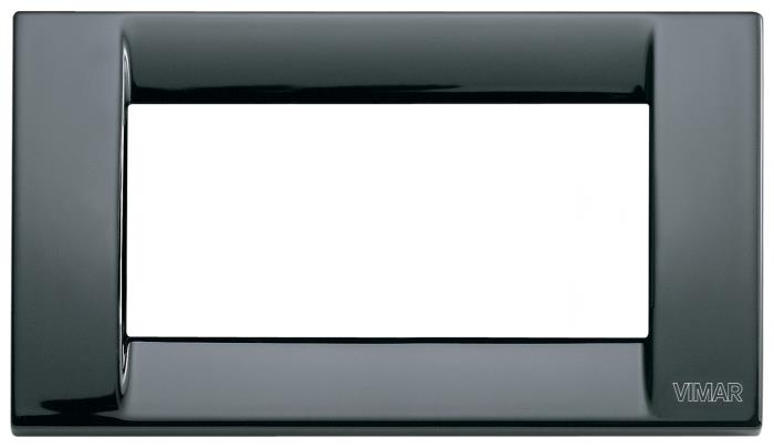 Placca 4 moduli classica in metallo Idea - nero brillante