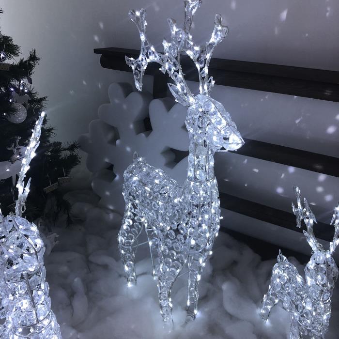 Renna luminosa con cristalli da esterno 3D 250 Led - Bianco Freddo