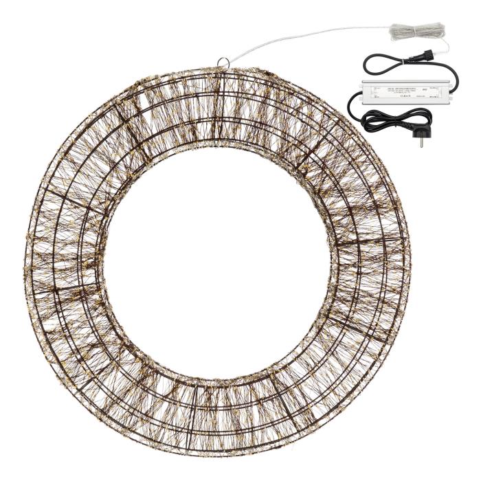 Corona luminosa in metallo marrone 6000 Led con flash 3D - Bianco Caldo