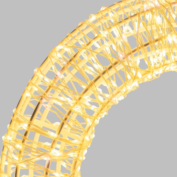 Corona luminosa in metallo bianco 1000 Led con flash 3D - Bianco Caldo