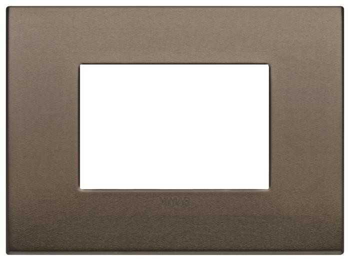 Placca 3 moduli classica in alluminio Arké - bronzo scuro