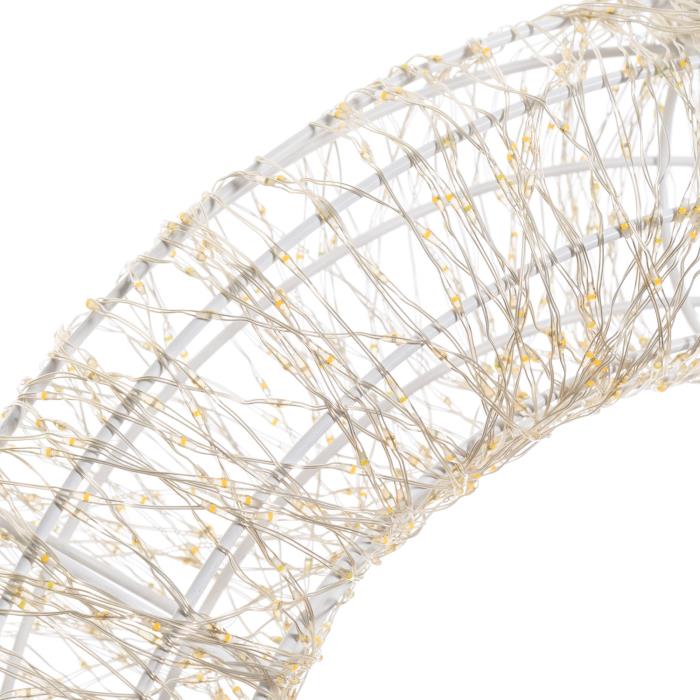 Corona luminosa in metallo bianco 3000 Led con flash 3D - Bianco Caldo
