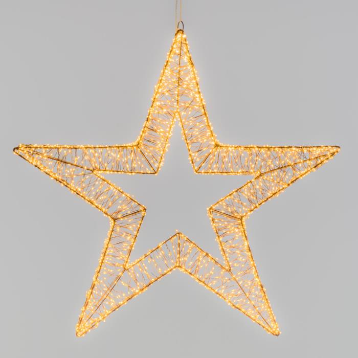 Stella luminosa in metallo marrone 3500 Led con flash 3D - Bianco Caldo
