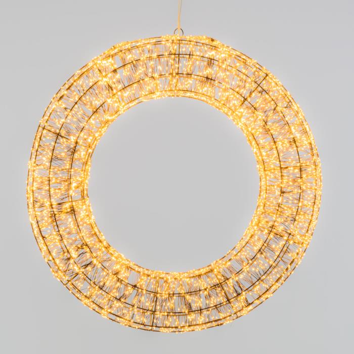 Corona luminosa in metallo marrone 6000 Led con flash 3D - Bianco Caldo