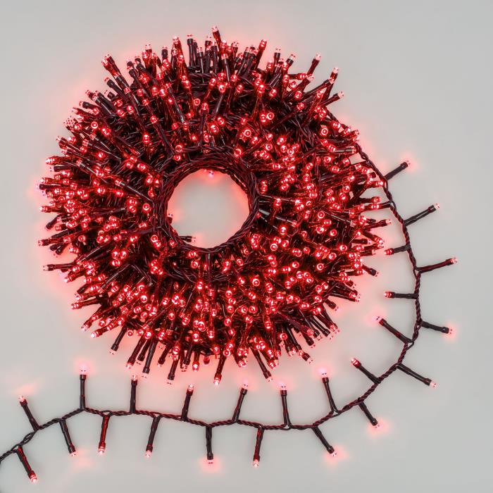 Catena luminosa 1000 Led con gioco luce per alberi di Natale - Rosso
