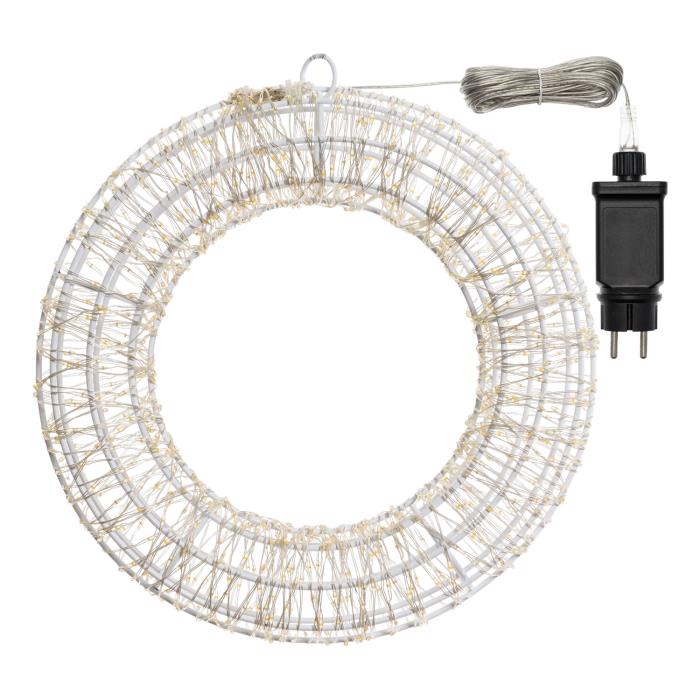 Corona luminosa in metallo bianco 1000 Led con flash 3D - Bianco Caldo