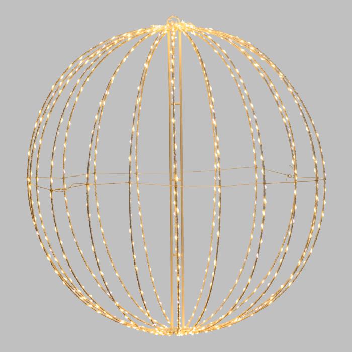 Sfera luminosa in metallo ripiegabile bianco da esterno 3D ø74cm - Bianco Caldo