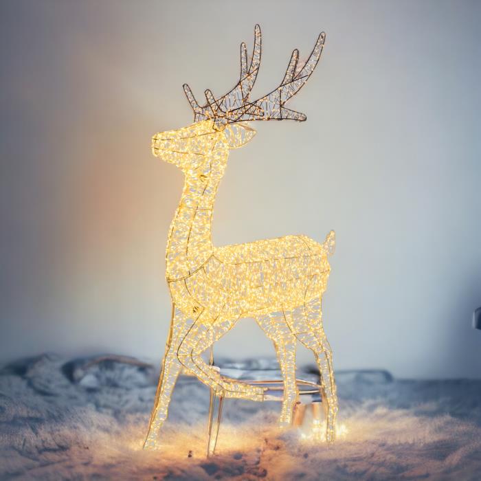 Renna luminosa in metallo galoppante 3D 5560 Led - Bianco Caldo