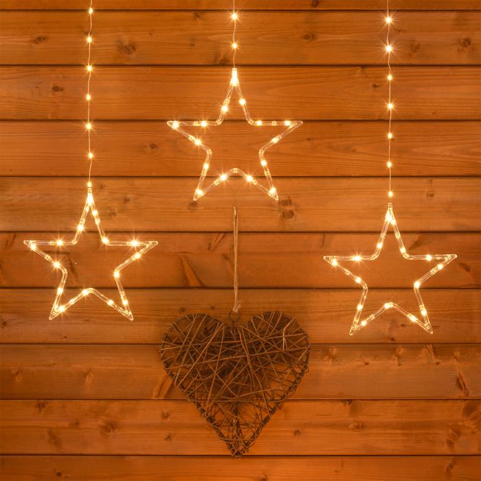 Tenda luminosa per esterno 176 microLed con stelle - Bianco Caldo