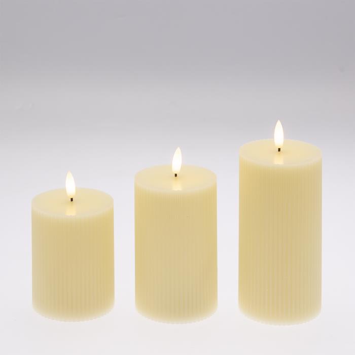 Set 3 candele a batteria con fiamma a Led - Avorio