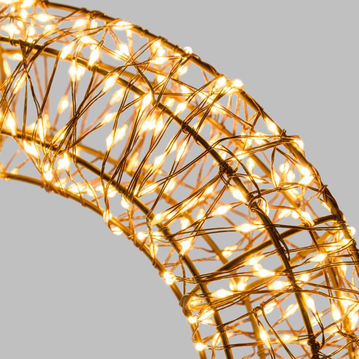 Corona luminosa in metallo marrone 1000 Led con flash 3D - Bianco Caldo