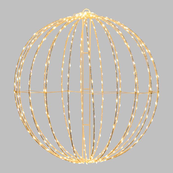 Sfera luminosa in metallo ripiegabile bianco da esterno 3D ø54cm - Bianco Caldo
