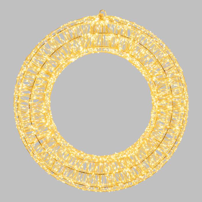 Corona luminosa in metallo bianco 3000 Led con flash 3D - Bianco Caldo
