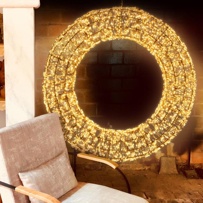 Corona luminosa in metallo marrone 6000 Led con flash 3D - Bianco Caldo