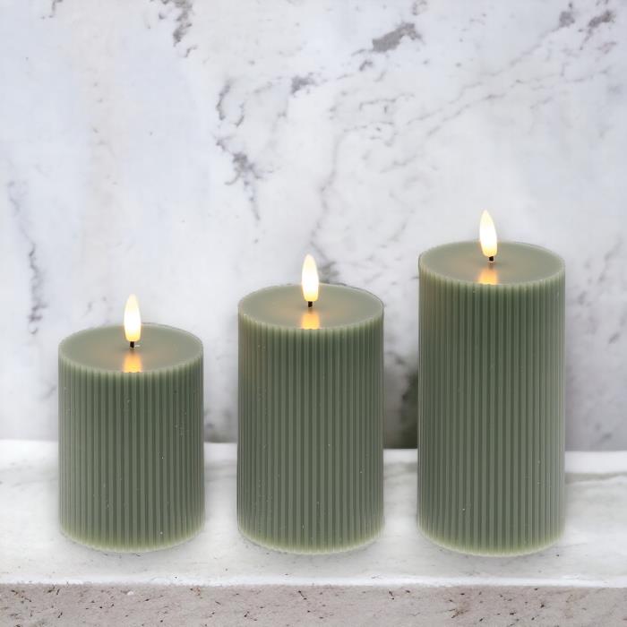 Set 3 candele a batteria con fiamma a Led - Verde