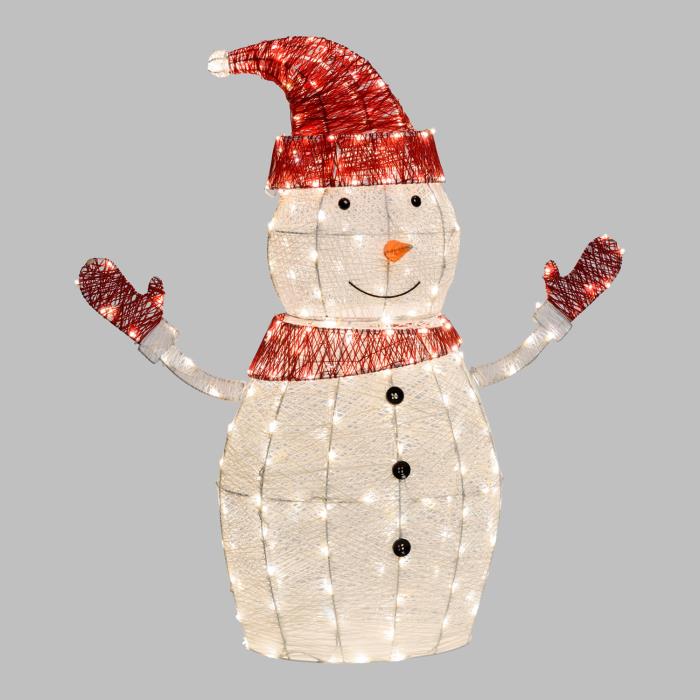Pupazzo di neve luminoso in metallo da esterno 3D 275 Led - Bianco Caldo/Freddo