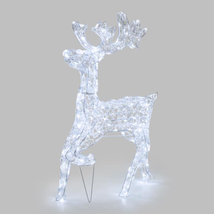 Renna luminosa con cristalli galoppante 3D 200 Led - Bianco Freddo