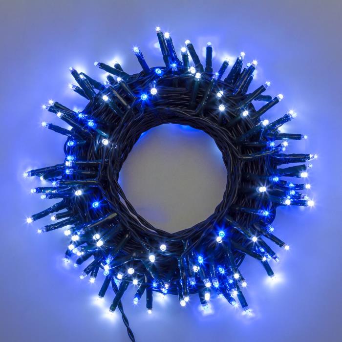 Catena luminosa 360 Led con gioco luce - Blu e Bianco Freddo