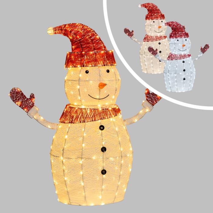 Pupazzo di neve luminoso in metallo da esterno 3D 275 Led - Bianco Caldo/Freddo