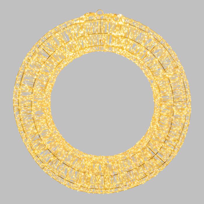 Corona luminosa in metallo bianco 6000 Led con flash 3D - Bianco Caldo