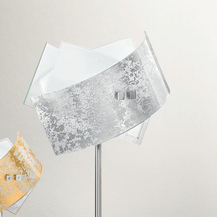 Piantana moderna in vetro decorato in foglia d'argento - Camilla