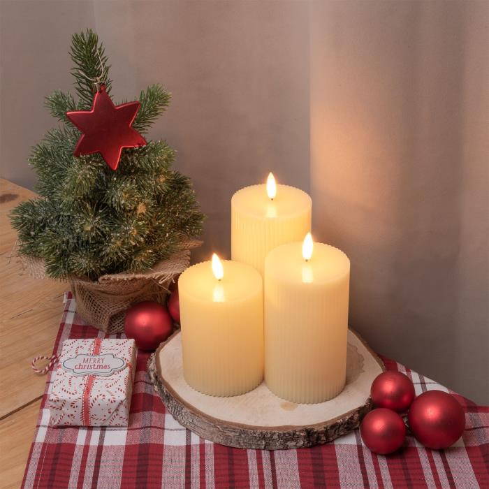 Set 3 candele a batteria con fiamma a Led - Avorio