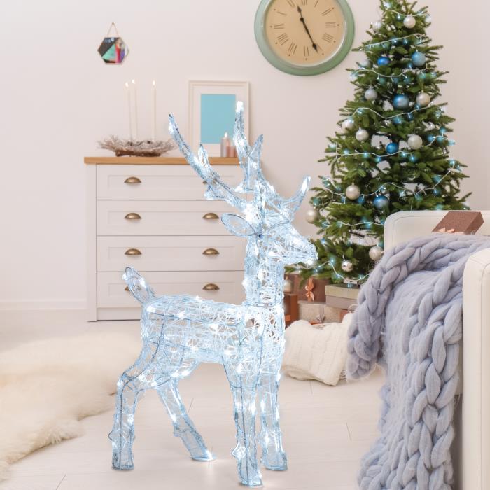 Renna luminosa in acrilico da esterno 3D 80 Led - Bianco Freddo