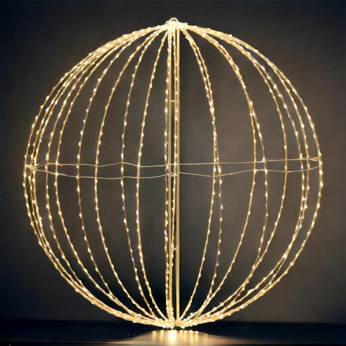 Sfera luminosa in metallo ripiegabile bianco da esterno 3D ø94cm - Bianco Caldo