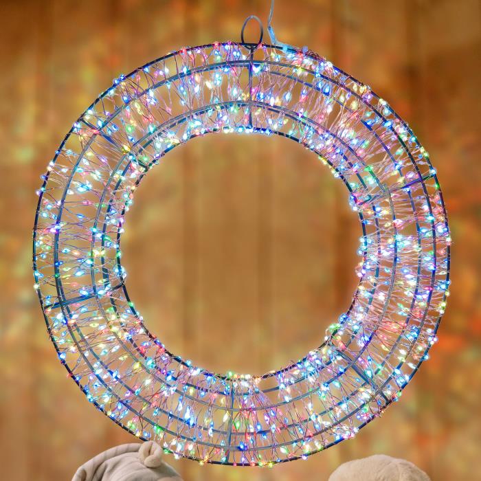 Corona luminosa in metallo marrone 1000 Led con flash 3D - RGB