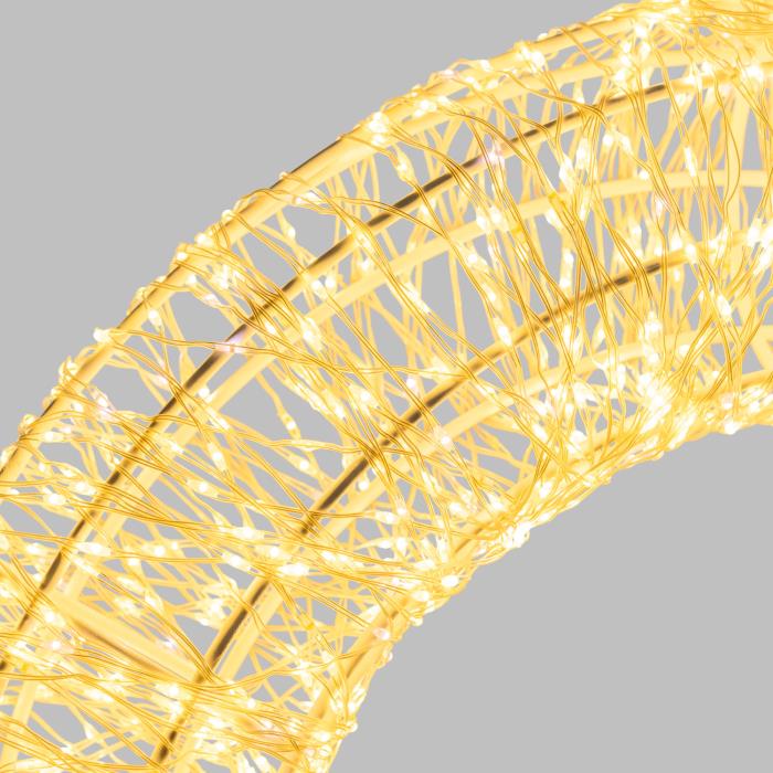 Corona luminosa in metallo bianco 3000 Led con flash 3D - Bianco Caldo