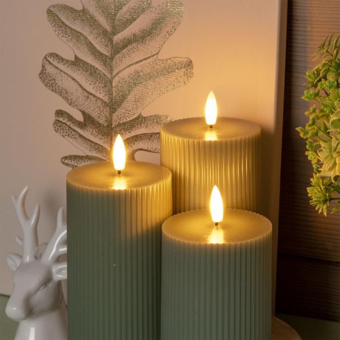 Set 3 candele a batteria con fiamma a Led - Verde