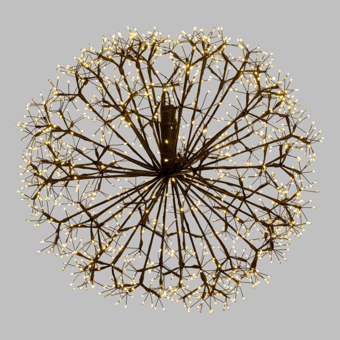 Ramo luminoso a sfera marrone 1200 Led con flash - Bianco Caldo