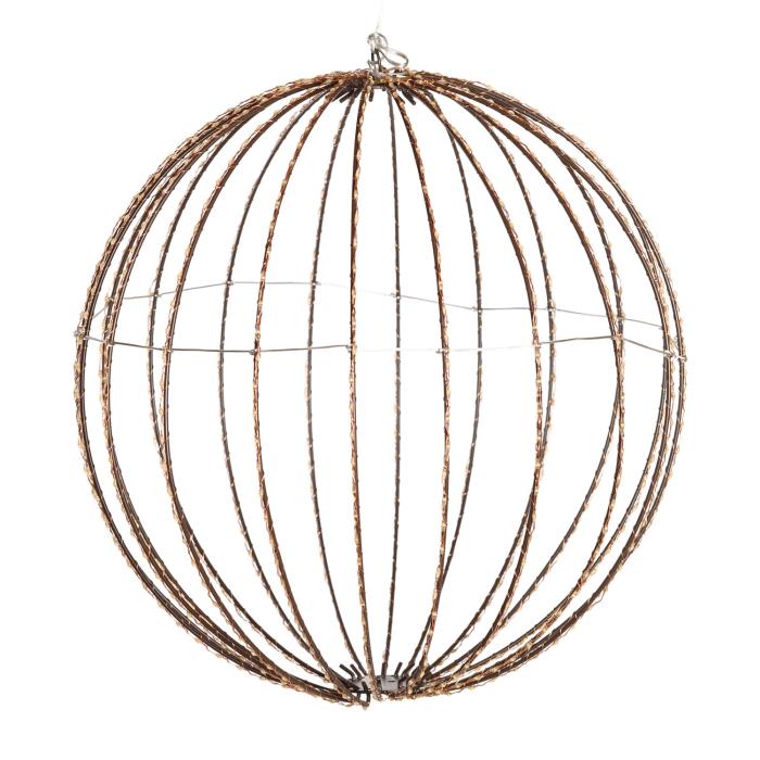 Sfera luminosa in metallo ripiegabile marrone da esterno 3D ø40cm - Bianco Caldo