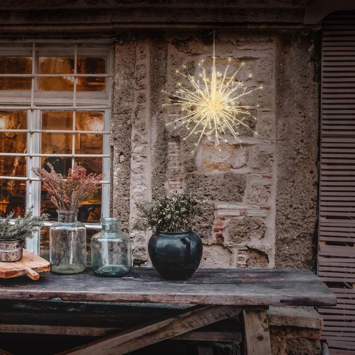 Ramo luminoso a sfera bianco 200 Led con flash - Bianco Caldo