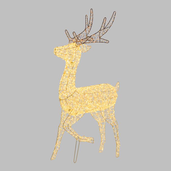 Renna luminosa in metallo galoppante 3D 5560 Led - Bianco Caldo