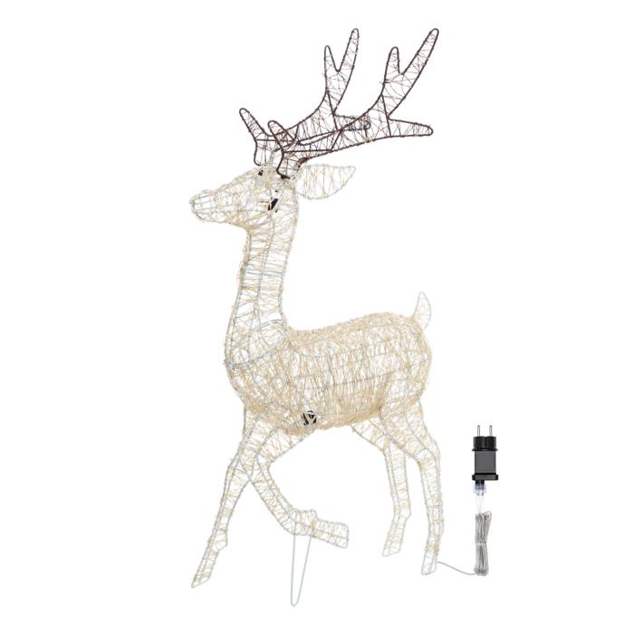 Renna luminosa in metallo galoppante 3D 2880 Led - Bianco Caldo