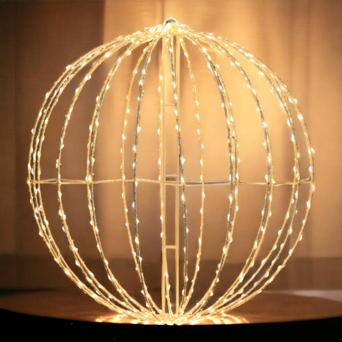 Sfera luminosa in metallo ripiegabile bianco da esterno 3D ø54cm - Bianco Caldo