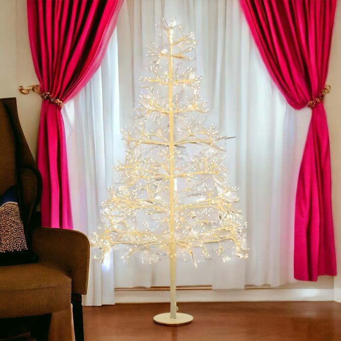 Albero bianco luminoso da esterno 1000 Led con flash - Abete