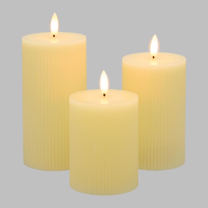 Set 3 candele a batteria con fiamma a Led - Avorio