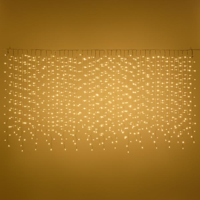 Tenda luminosa per esterno 840 Led sfalsata prolungabile - Bianco Caldo