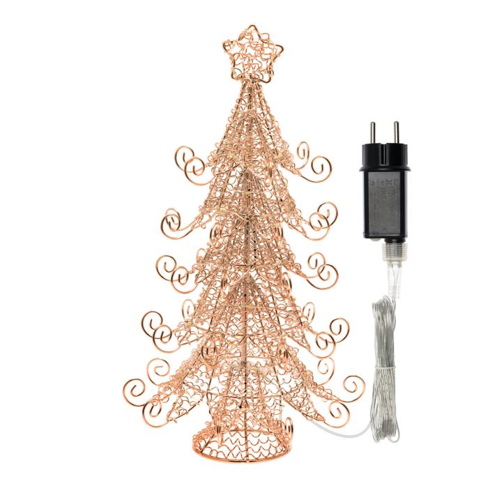Albero di Natale luminoso in metallo rame da interno 3D 55 Led - Bianco Caldo