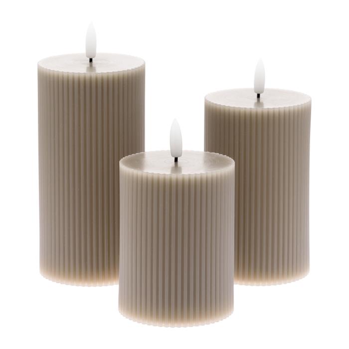 Set 3 candele a batteria con fiamma a Led - Tortora