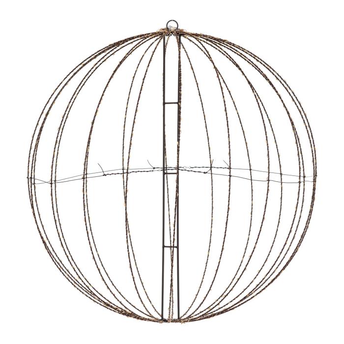Sfera luminosa in metallo ripiegabile marrone da esterno 3D ø74cm - Bianco Caldo