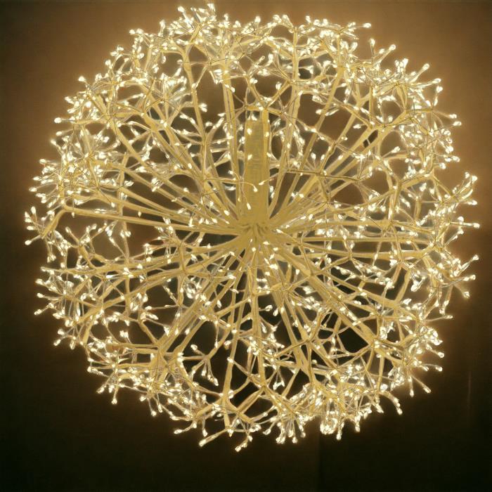 Ramo luminoso a sfera champagne 1200 Led con flash - Bianco Caldo