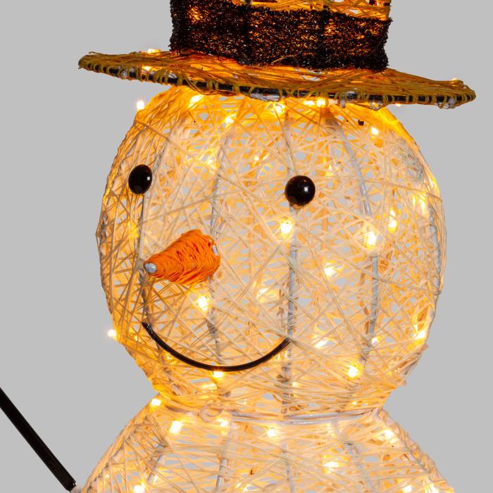 Pupazzo di neve luminoso in metallo da esterno 3D 160 Led - Bianco Caldo