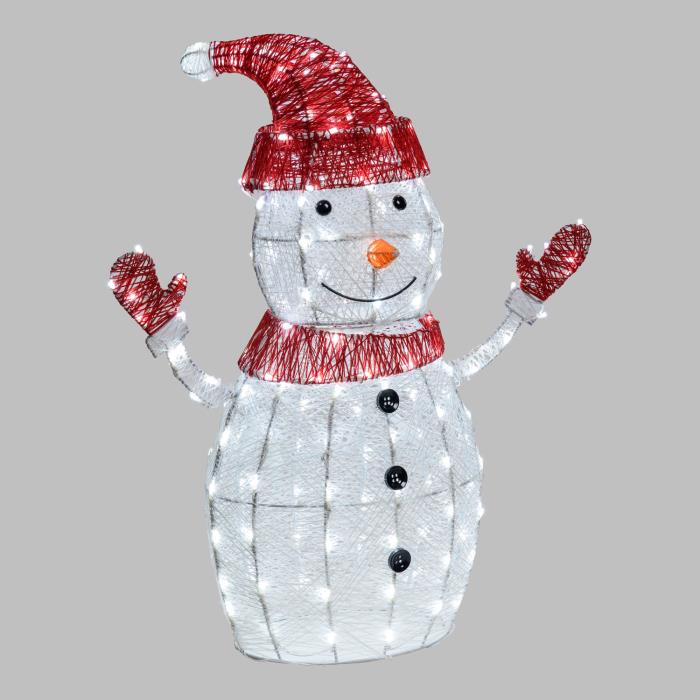 Pupazzo di neve luminoso in metallo da esterno 3D 190 Led - Bianco Caldo/Freddo